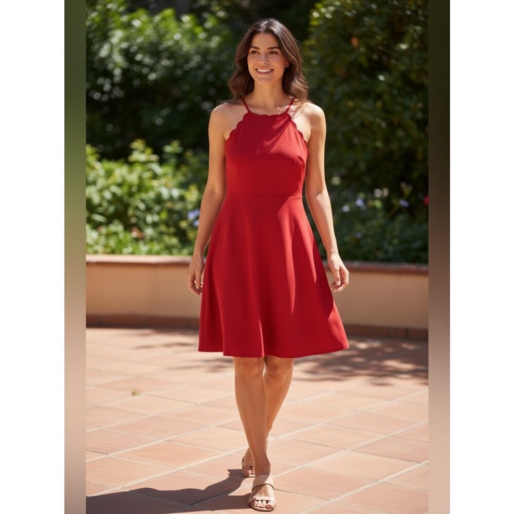 Nine Britton Red Halter Sundress Cocktail